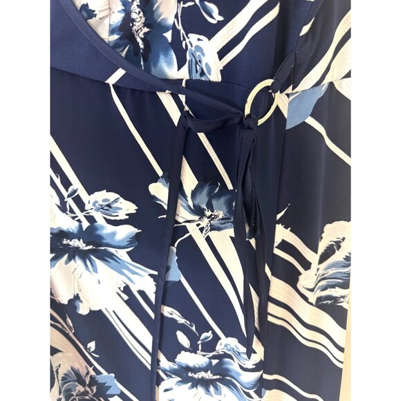 Navy Blue Floral Striped Sleeveless Maxi Dress Size 22W 3X Plus Size Summer - Picture 3 of 8